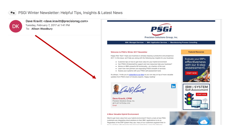 Email Marketing: PSGi Newsletter Good Example
