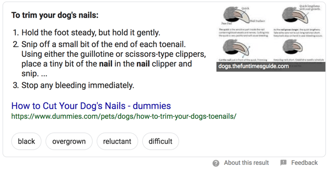 Featured Snippet Example: Carousel Snippet Part 1