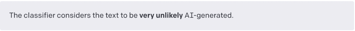 ai scanner showing text as unlikely ai generated