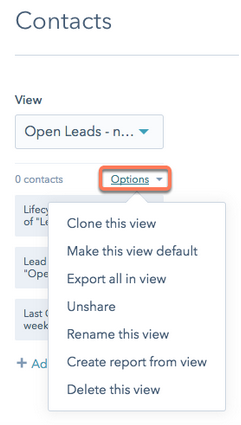 HubSpot CRM - Make this view default