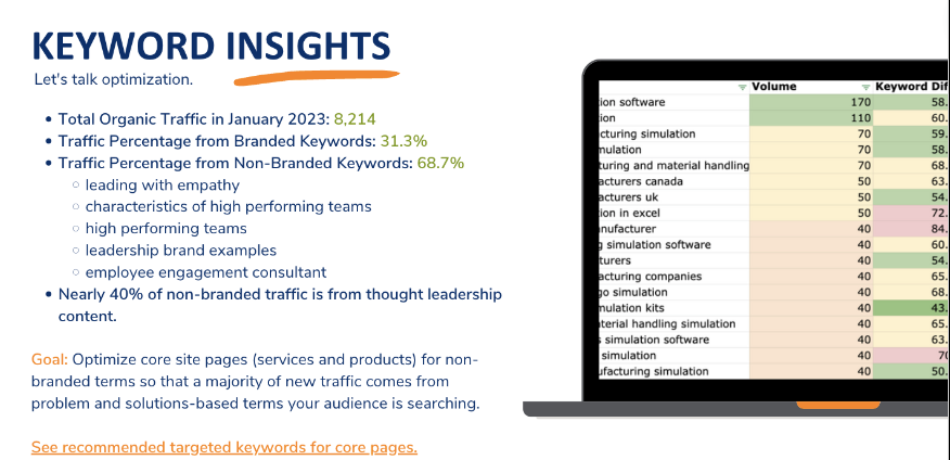 DIgital Marketing Audit Example -Keyword Insights
