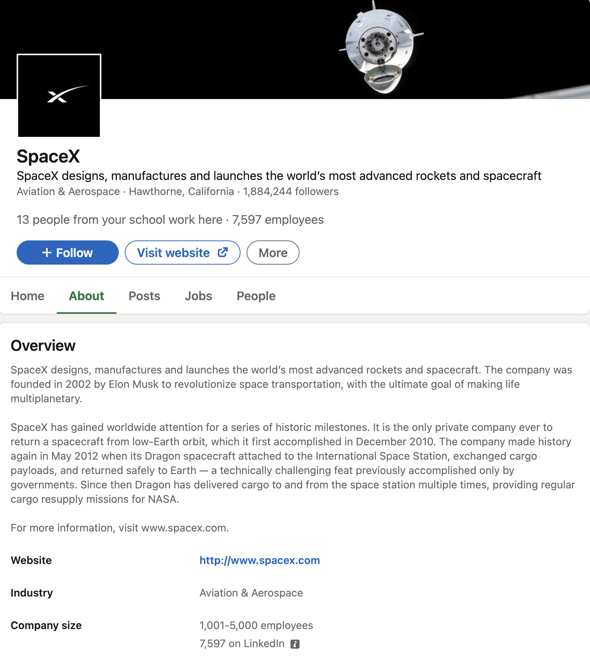 linkedin company page example
