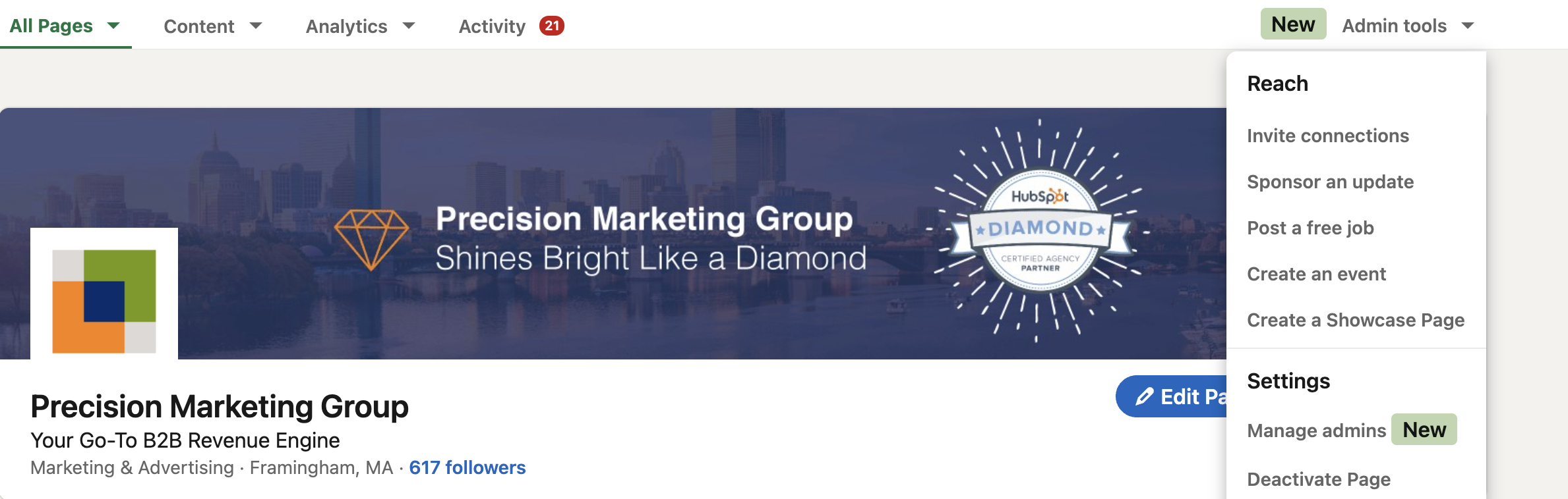 create a linkedin showcase page
