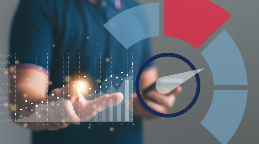 hand pressing on a digital chart 