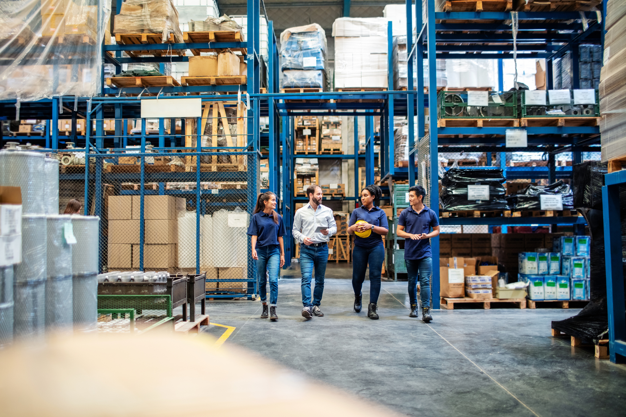 Manufacturing team on the warehouse floor